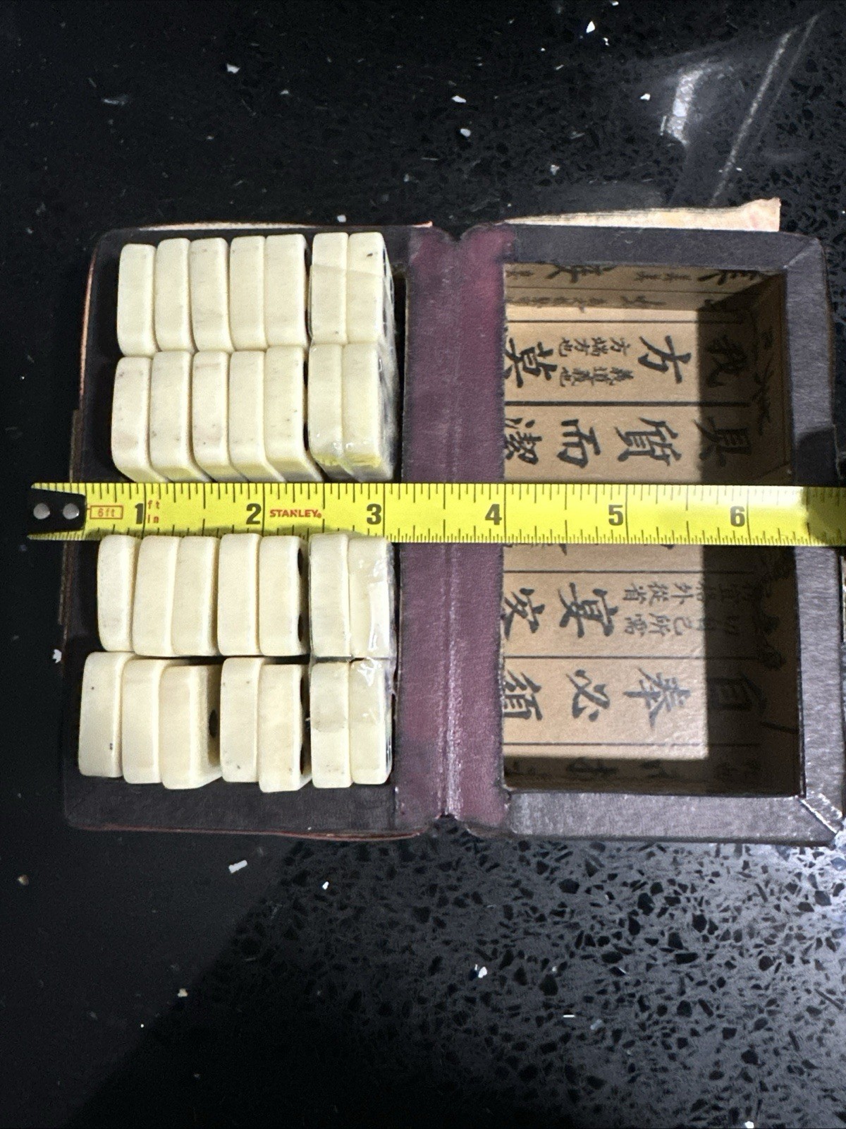 Vintage Chinese Red Leather Box Dragon Art -Box for Mini- Dominoes Game
