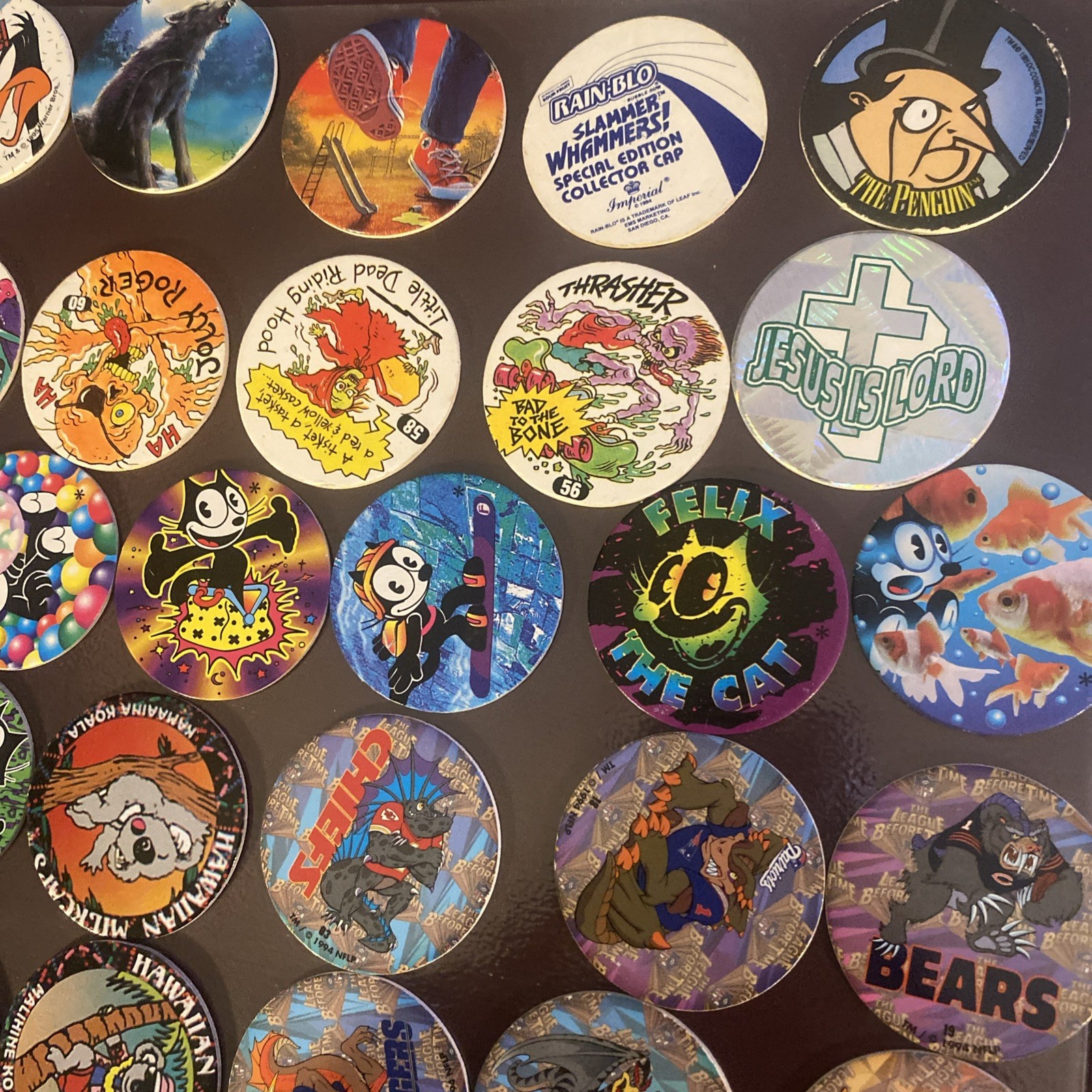 Vintage 1990s POG Milk Cap Lot 36+ Batman Goosebumps NFL Looney Tunes