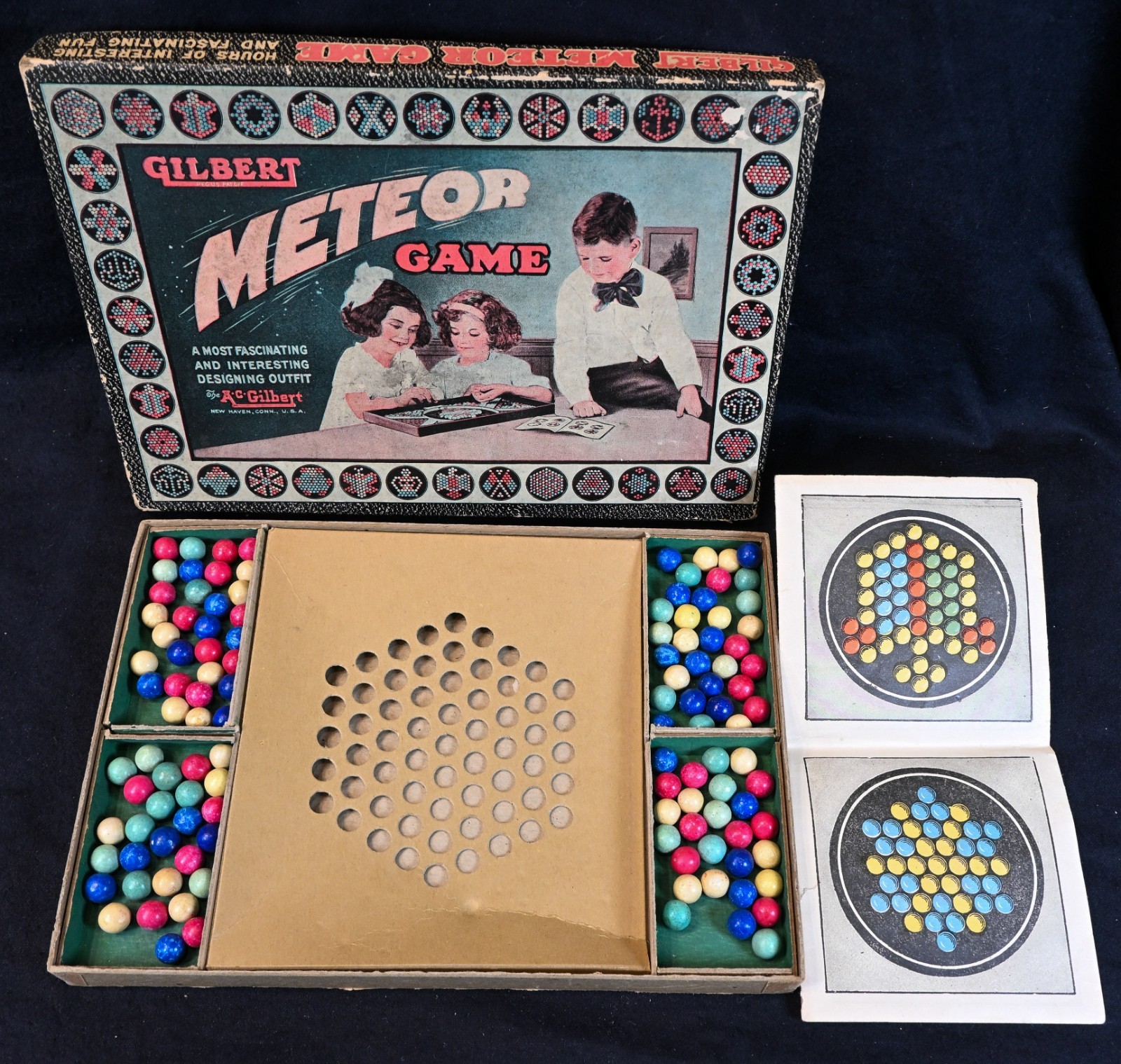 Nice Vintage Mosaic Marble Game, Meteor Game, A C Gilbert, Conn. 1920’s, S1671