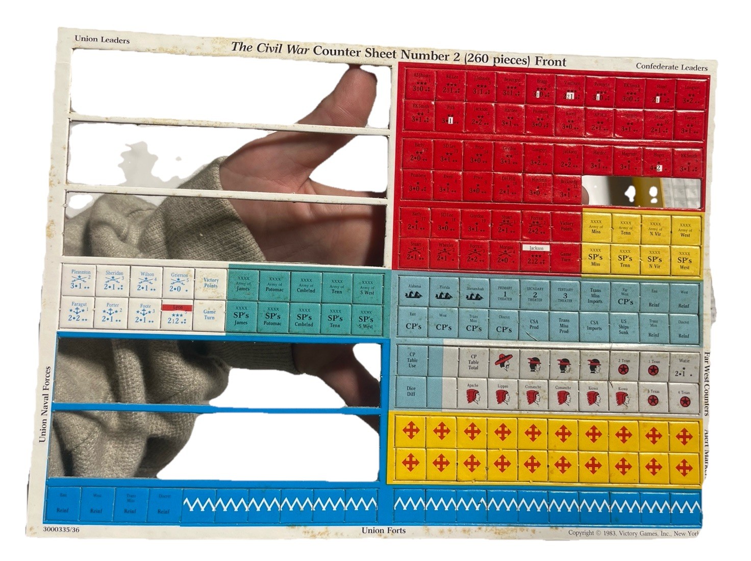 The Civil War 1861–1865 Board Game-Factory Folded Inserts & Unused Feedback Card