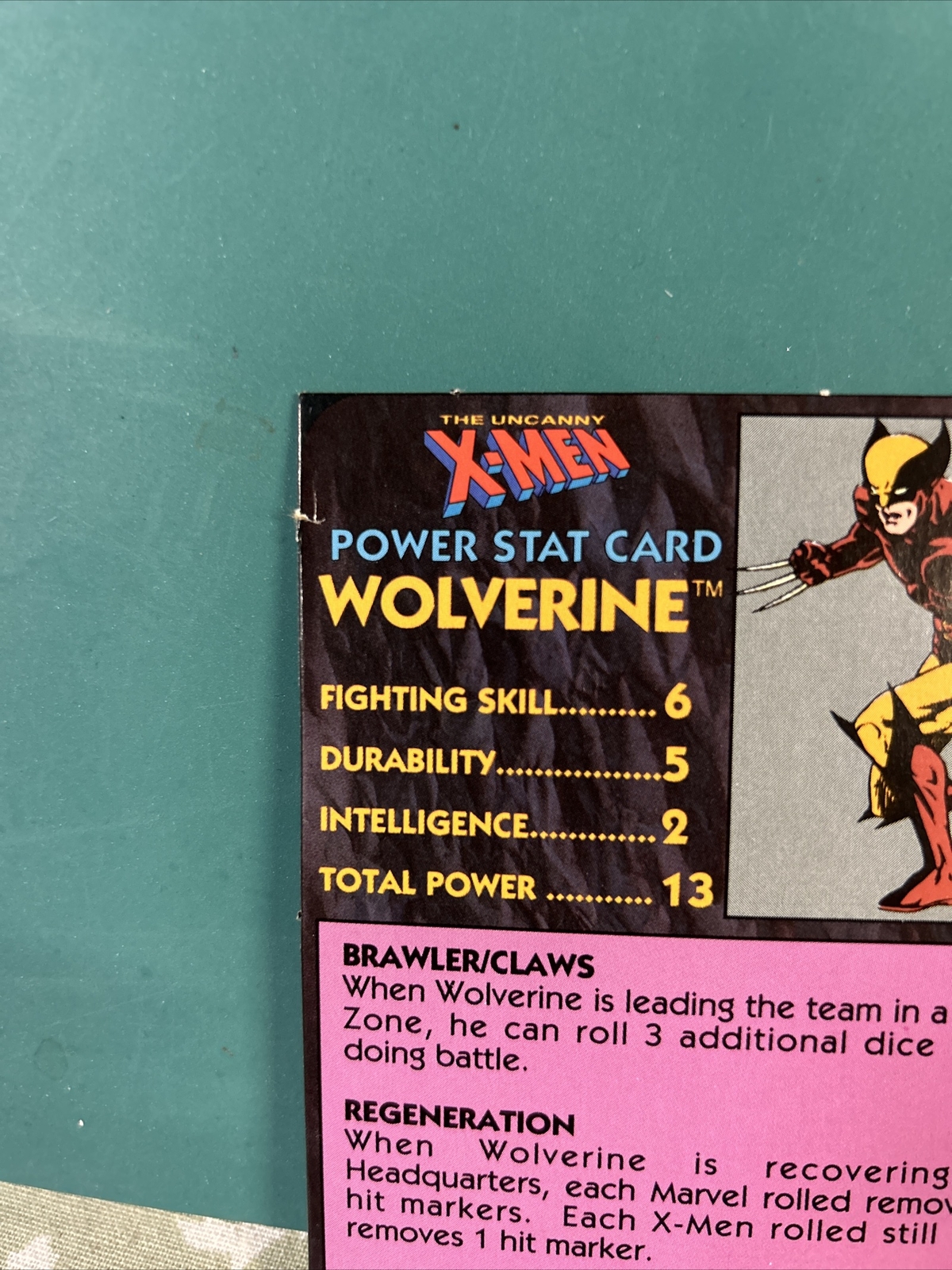 Wolverine Game Piece & Card Uncanny X-Men Alert Adventure Board Game 1992!