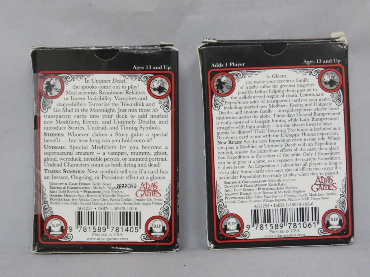 Atlas – Gloom Lot – Gloom Card Game + 4 Expansions (EX) Keith Baker