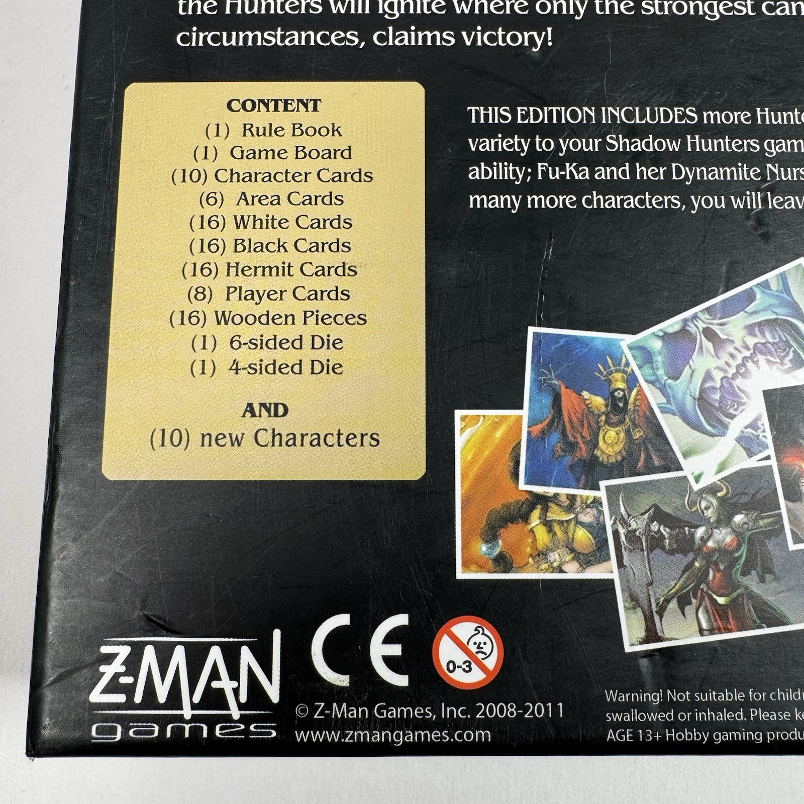 Shadow Hunters 2nd Edition Board Game Z-Man 2011 Complete +10 Characters VGUC