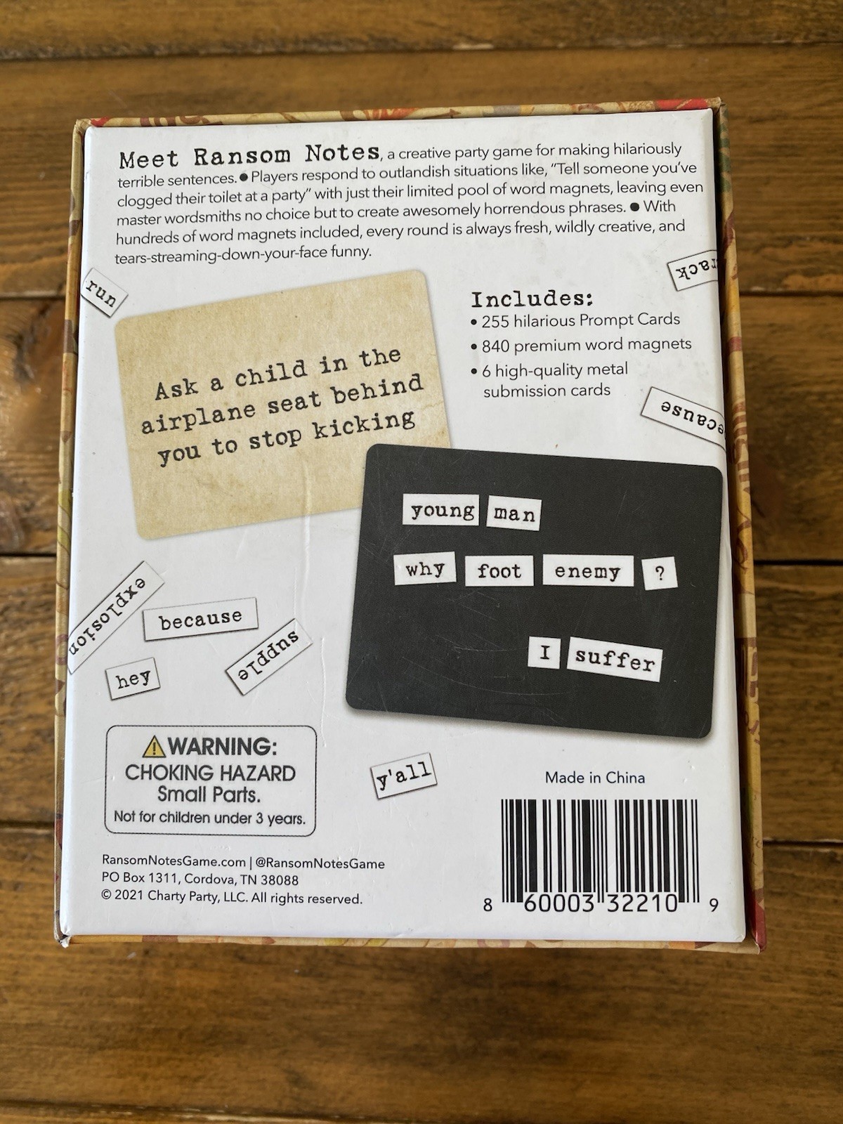 RANSOM NOTES Game By Charty Party “The Ridiculous Word Magnet Game” COMPLETE
