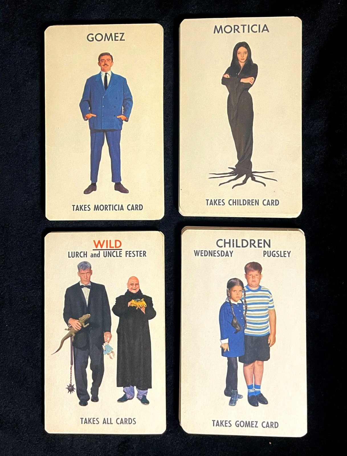 Complete 1965 Milton Bradley Addams Family Card Game 40 cards & Instructions