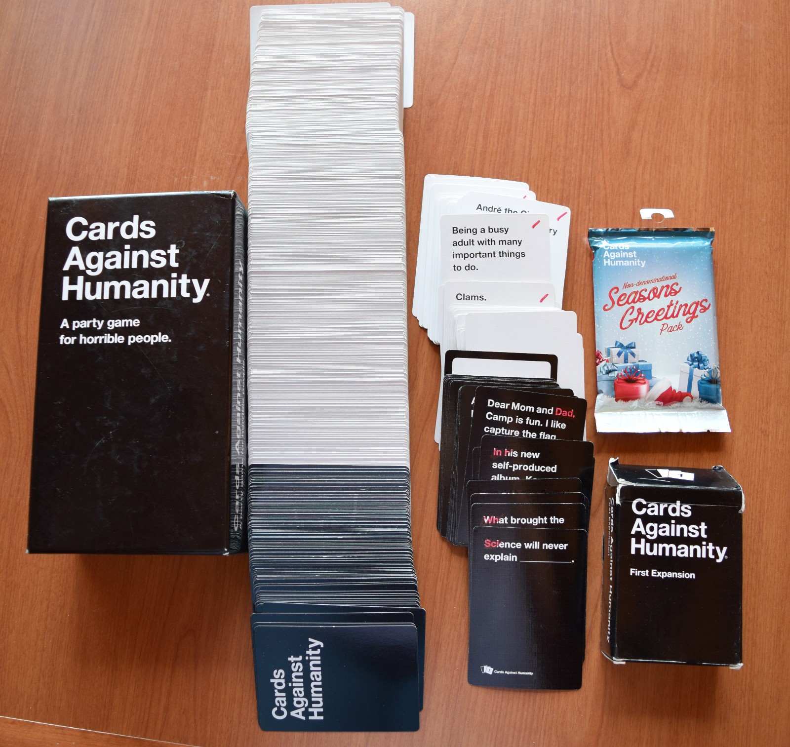 CARDS AGAINST HUMANITY, FIRST EXPANSION, NON-DENOMINATIONAL SEASONS GREETING LOT