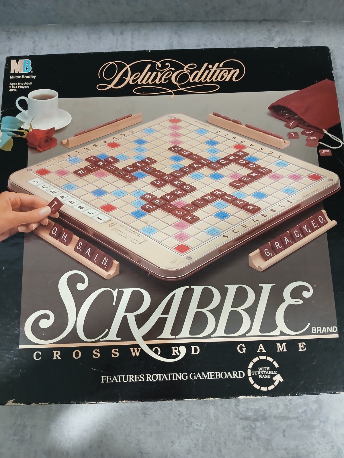 Milton Bradley Scrabble Deluxe Edition Rotating Gameboard Turntable 1989 4034