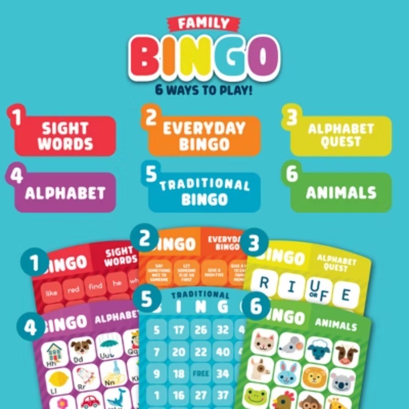 Family Bingo Game – Kids Board Game with Multiple Ways to Play Ages 3-6+