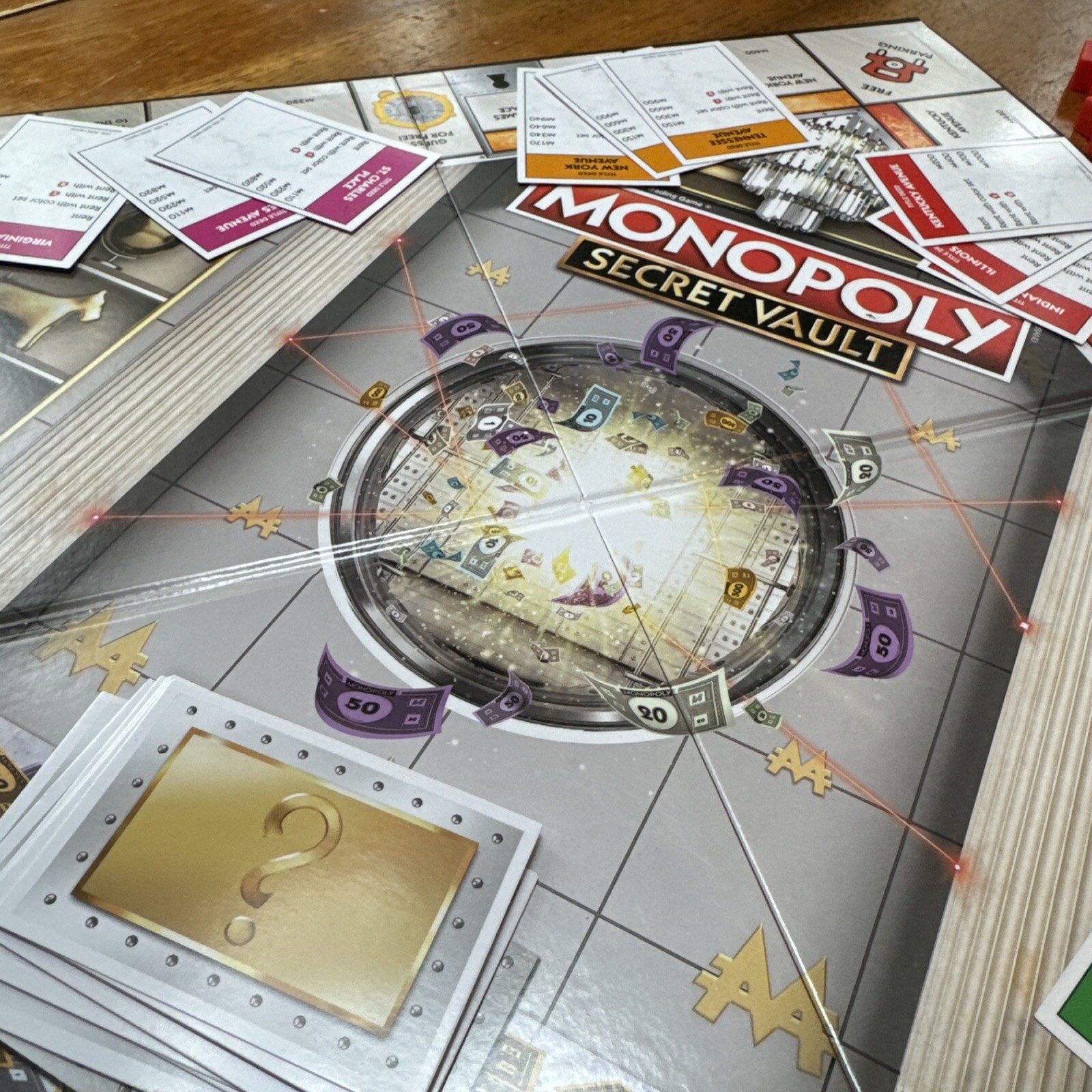 MONOPOLY Secret Vault Board Game Cat Dinosaur 99% Complete Missing Dice