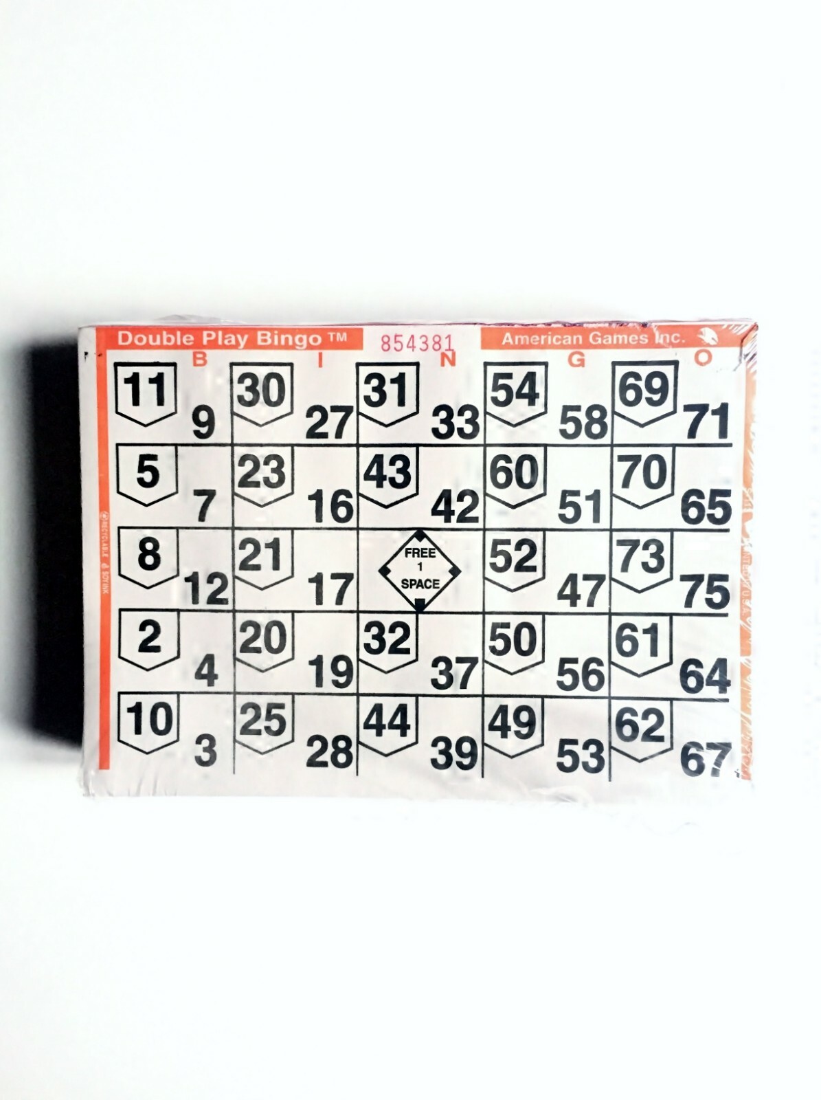 1 on Double Action Double Play Bingo Paper Cards-Pack of 500-Color Orange Border