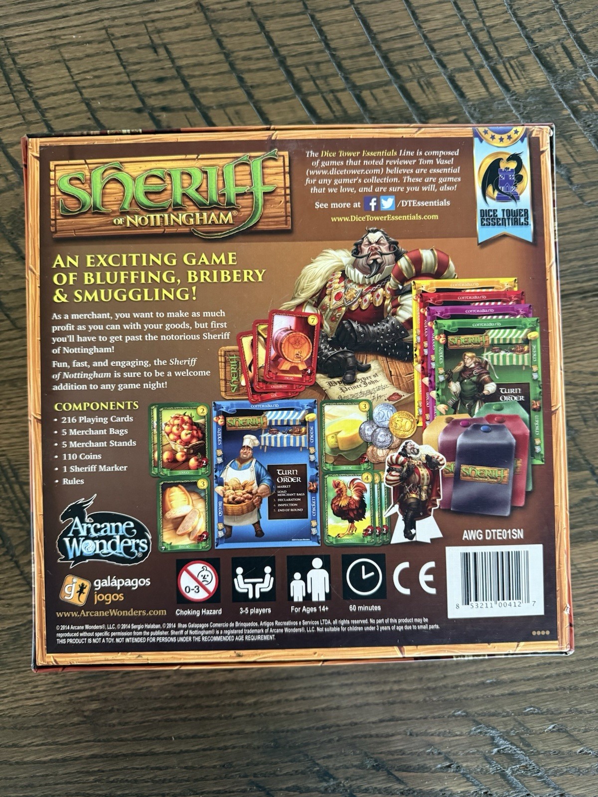 Arcane Wonders Sheriff of Nottingham Board Game 2014, New Complete Open Box