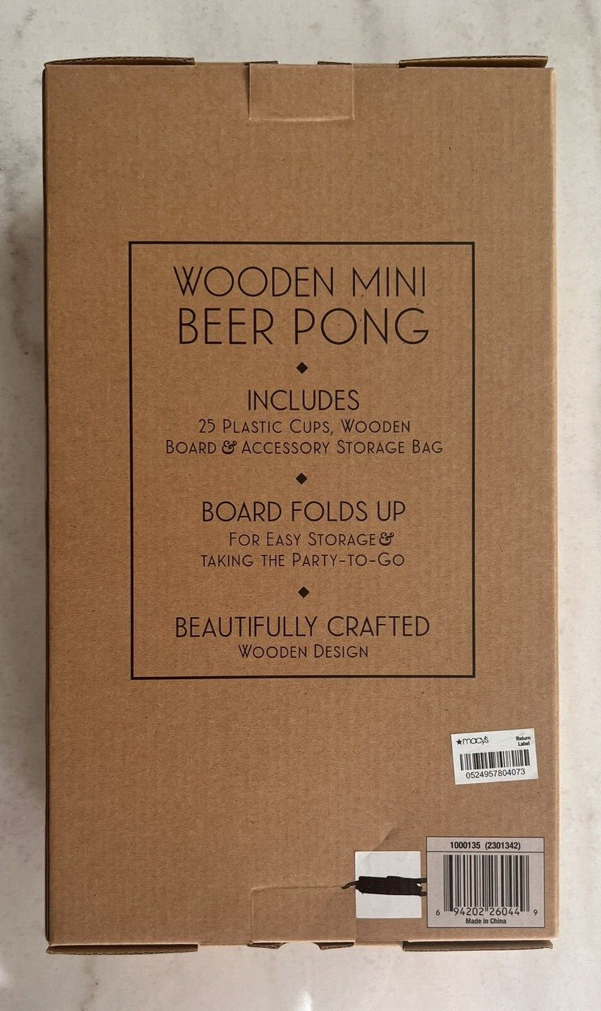 Studio Mercantile, Wooden Mini Beer Pong Drinking Game, New in Box
