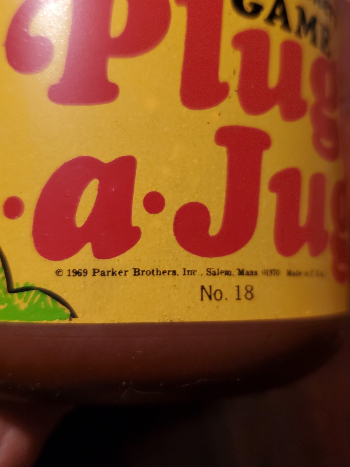 VINTAGE 1969 Parker Brothers PLUG-A-JUG Game #18 ~ WHISKEY JUG with CORK ~ USA