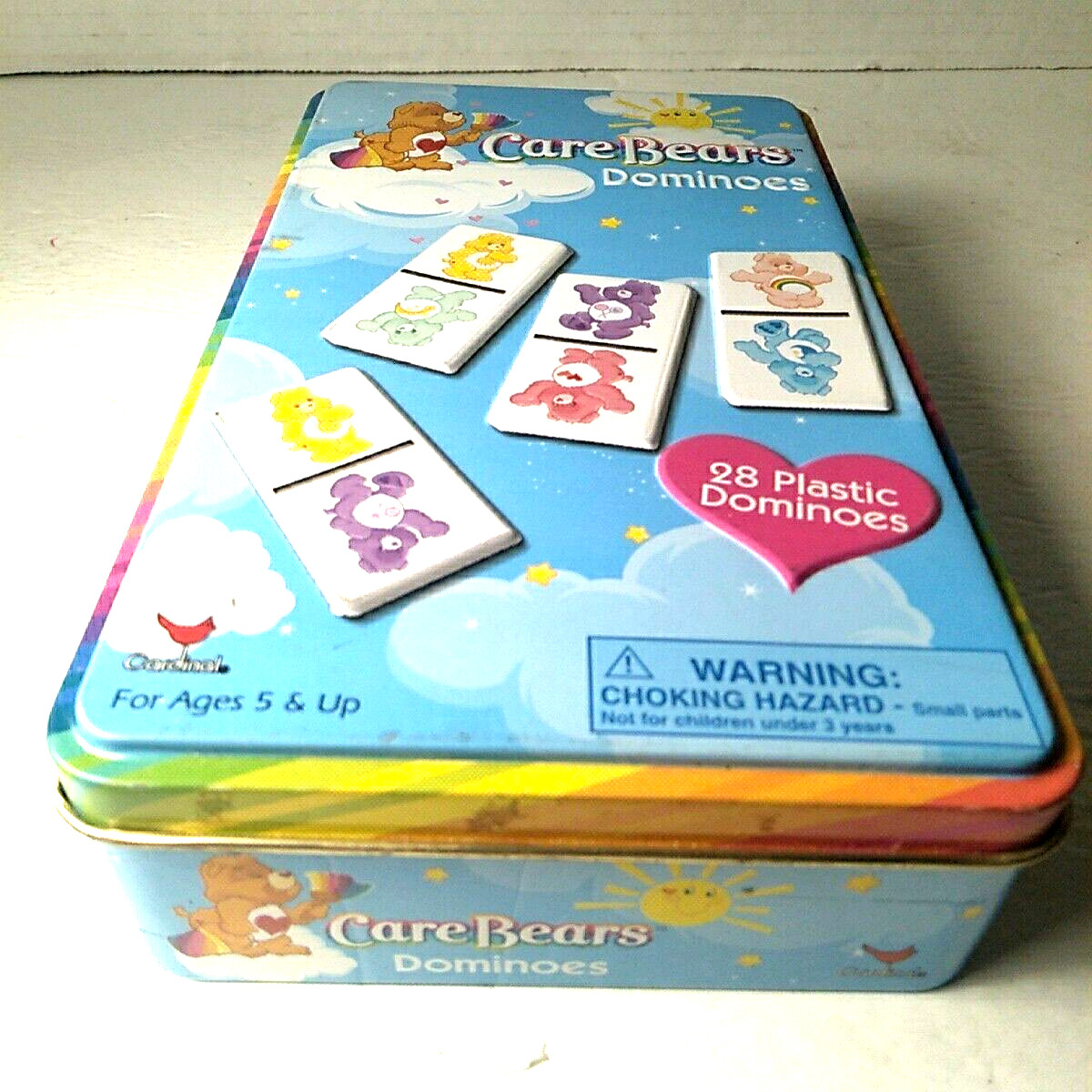 Care Bears Domino Game In Collectible Tin Box 28 Piece Colorful Dominoes 2003