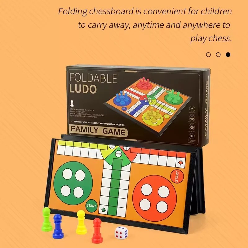 Ludo Game Set Strategy Game Parent Interaction with Foldable Board Travel Family