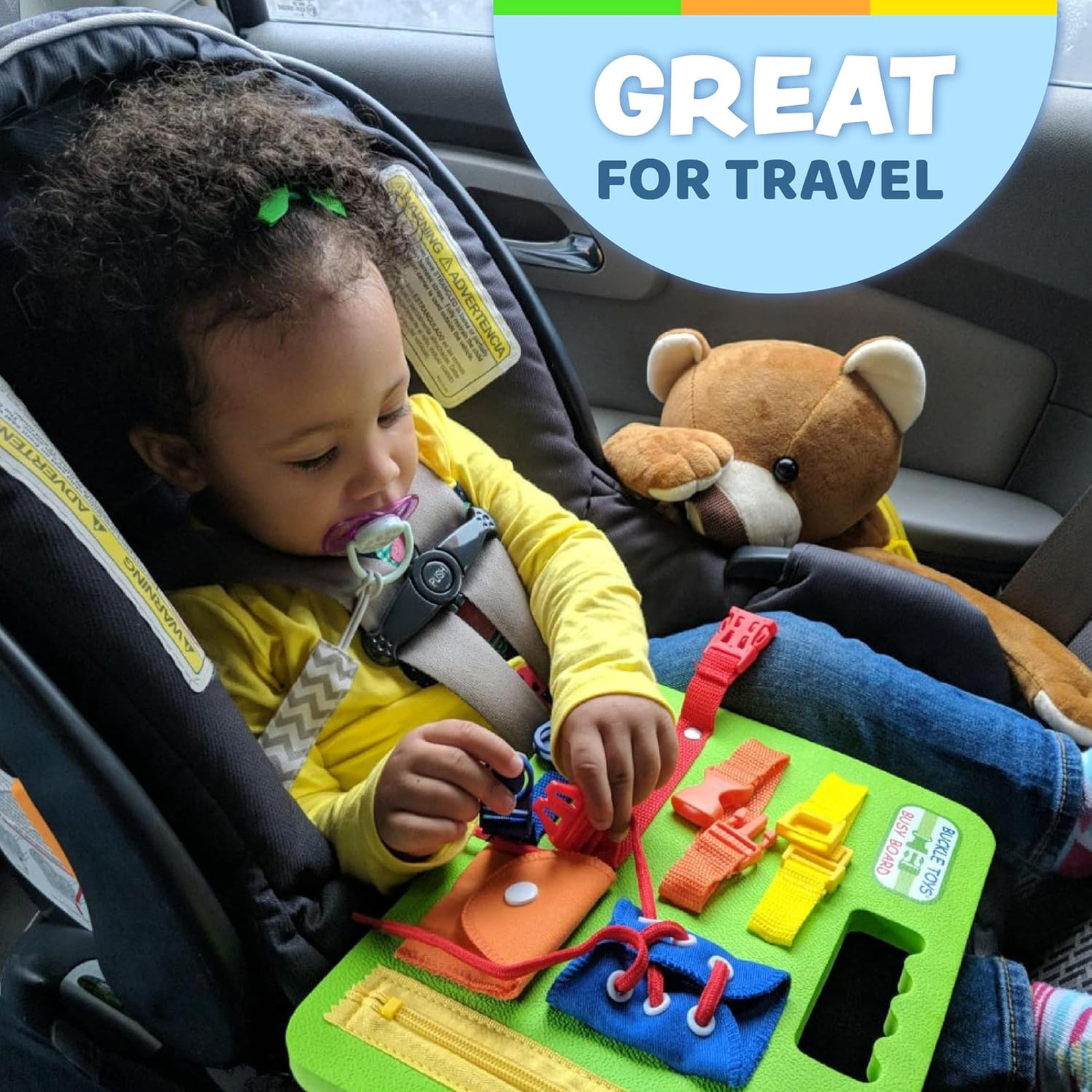 Montessori Busy Board Foam Sensory Toy for Toddlers Travel Learning Fine Motor