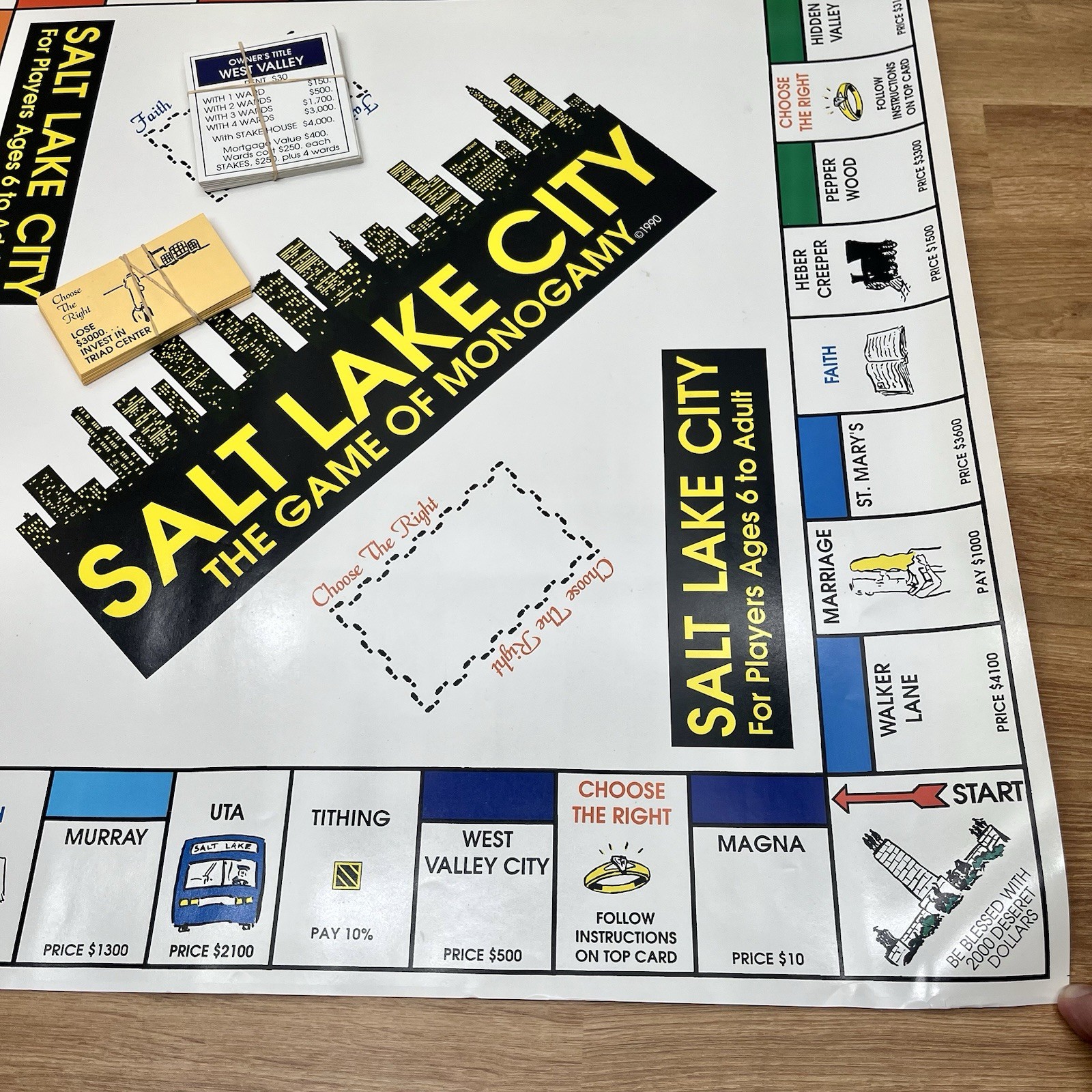 Vintage Salt Lake City Board Game of Monogamy LDS Mormon 1992 Monopoly Church