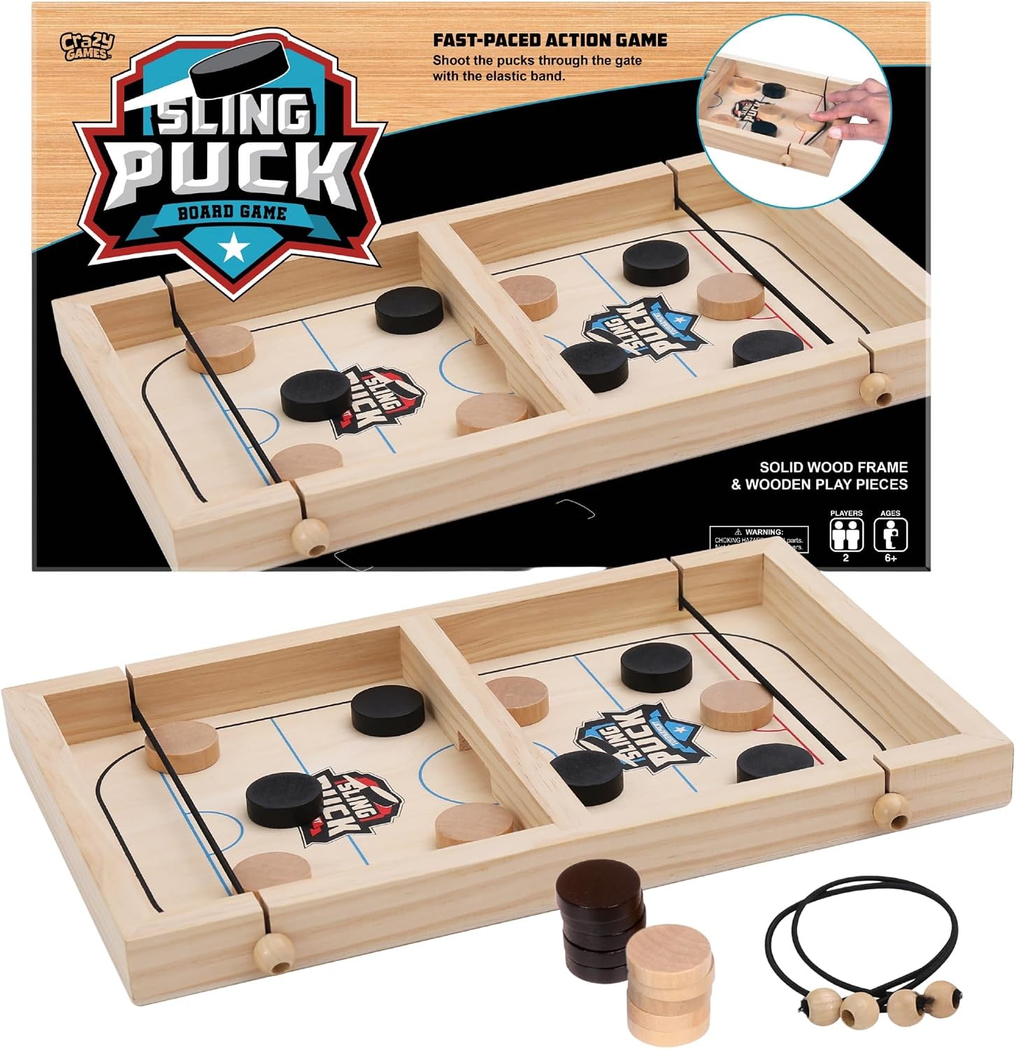 Fast Sling Puck Game – Super Winner Slingshot Board – It Shot 2 Player Hockey