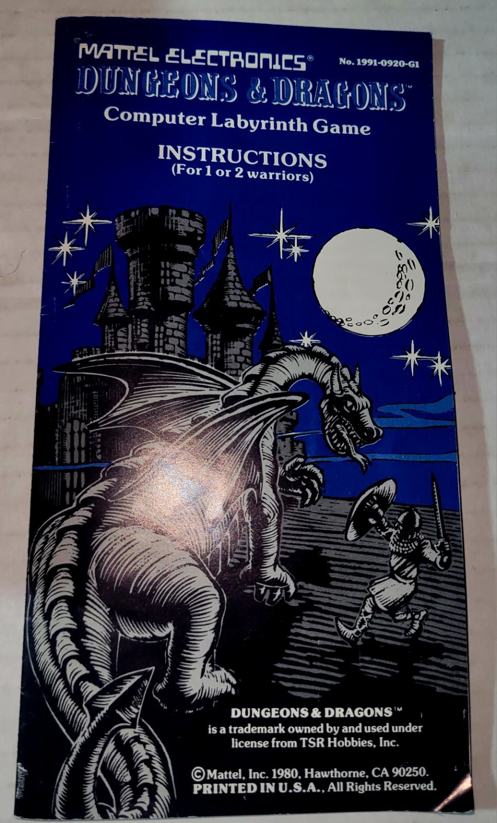 1980 Vtg. Mattel Dungeons & Dragons Computer Labyrinth Game Exc Cond. Incomplete