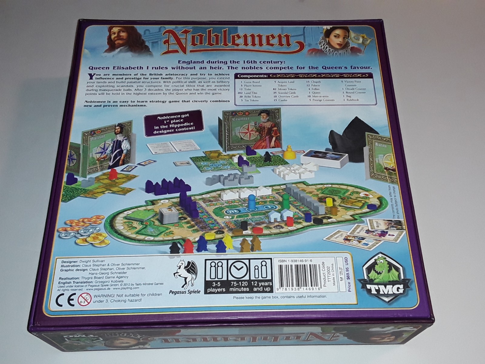 Noblemen board game COMPLETE SLEEVED Queen Elizabeth Tasty Minstrel Games TMG