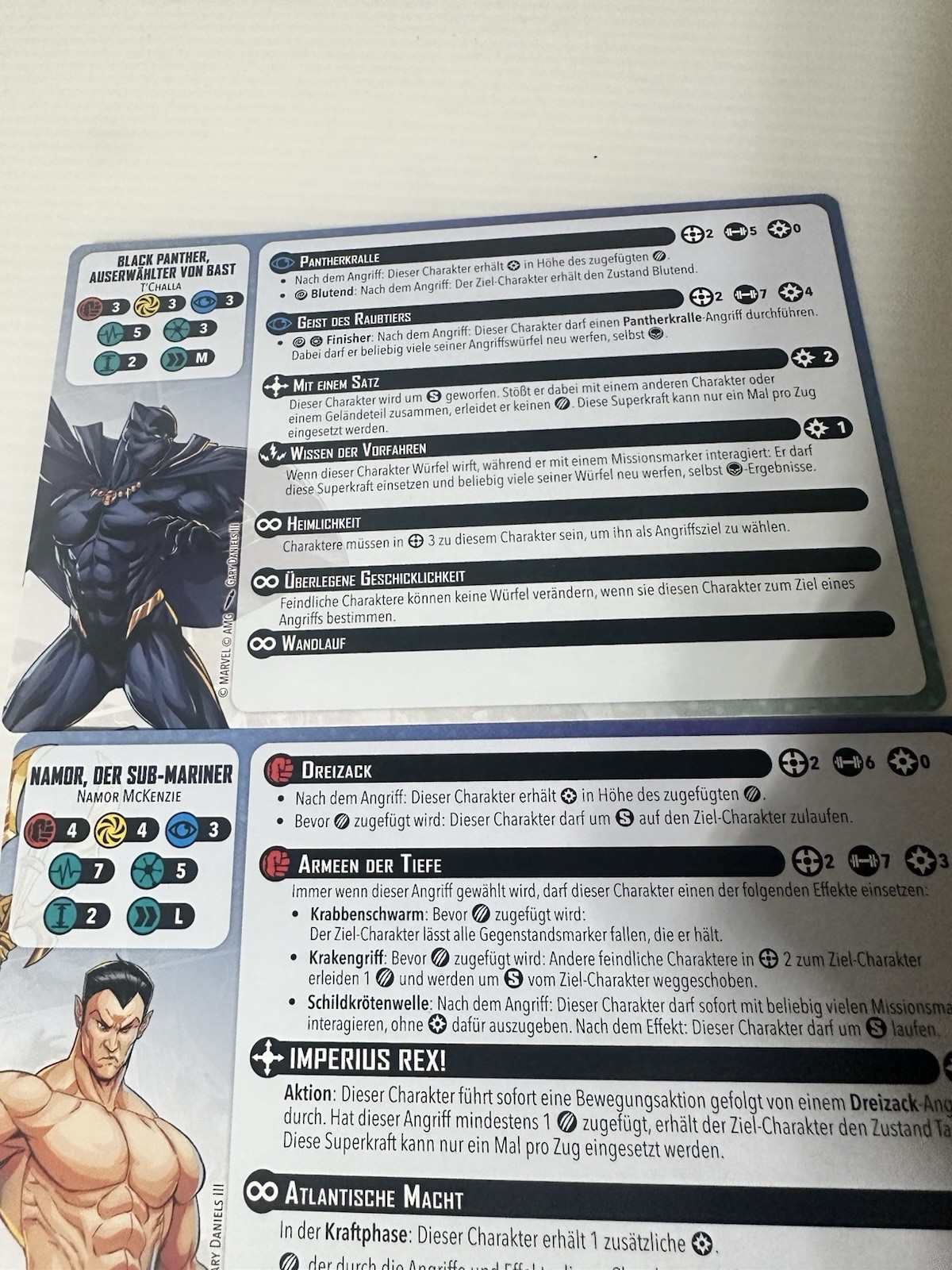 Marvel Crisis Protocol Namor Black Panther Bast Character & Tactic Cards French