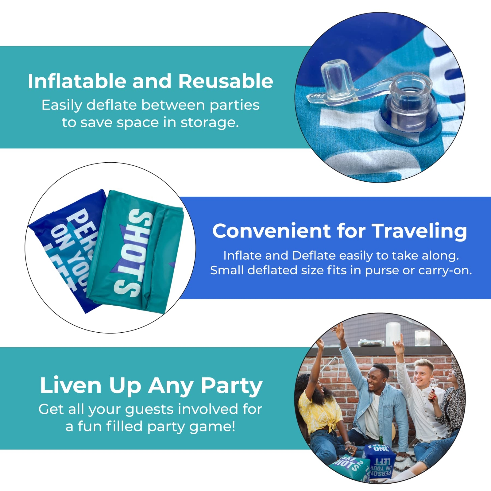 Giant 10″ Inflatable Dice Drinking Game – Pool Parties, Lawn, Floor, BBQ Games