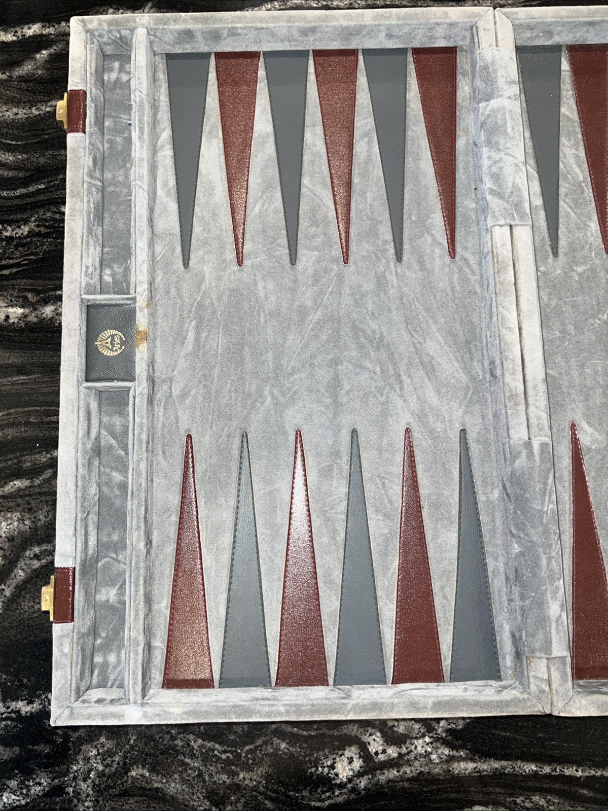 Aries of Beverly Hills Vintage Backgammon Set Gray and Red Travel Case Complete