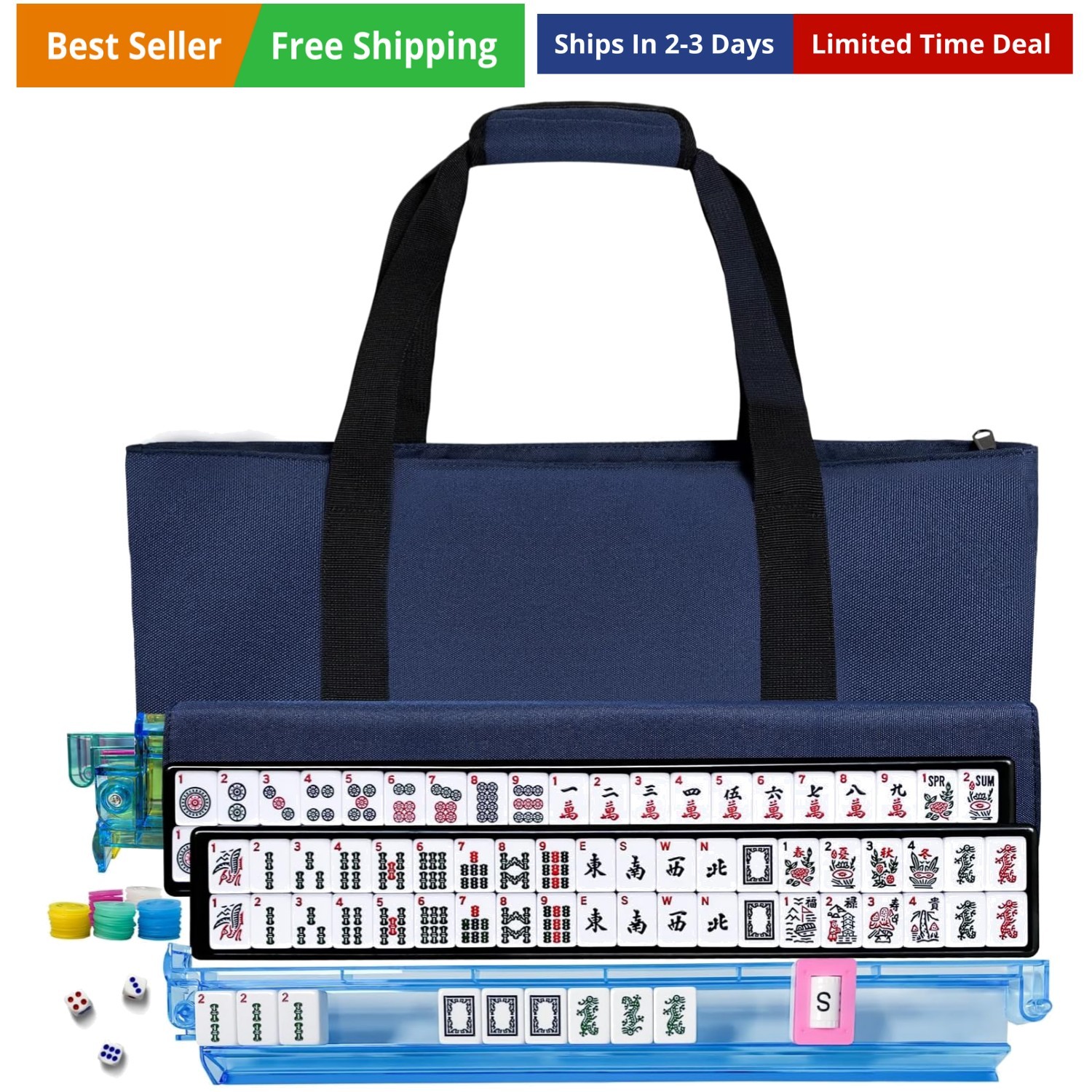 American Mahjong Tile Set, American Mahjong Set Complete with Bag, 166 White …