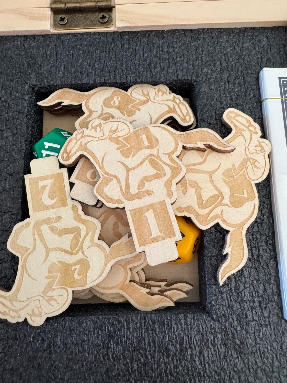 Wood Horse Racing Board Game-Foldable-Portable-Includes: Horses-Cards-Chips-Dice