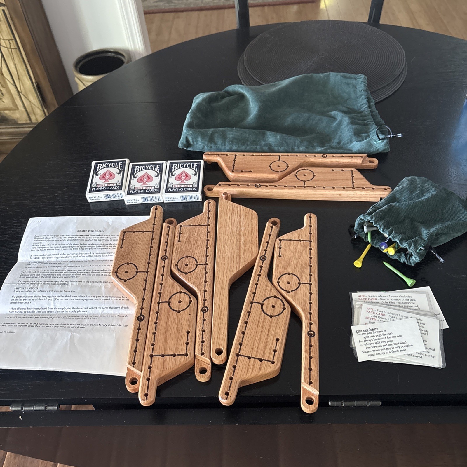 Pegs and Jokers Board Game Set 2 to 8 Players Handcrafted Wood And 40 Pegs