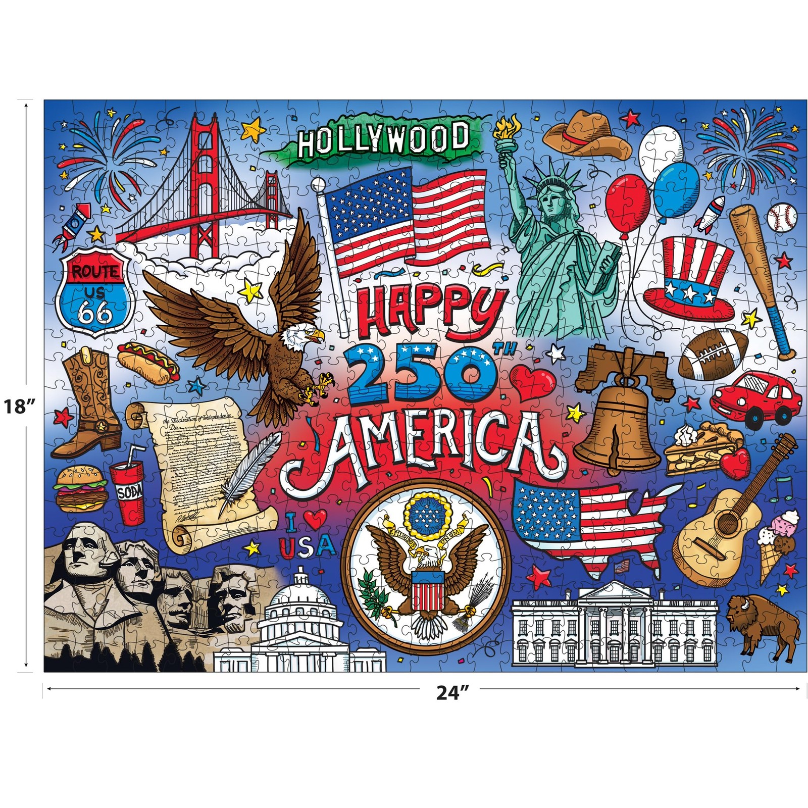 Jigsaw Puzzle 500 Piece Happy Birthday America Patriotic RoseArt Adults Families