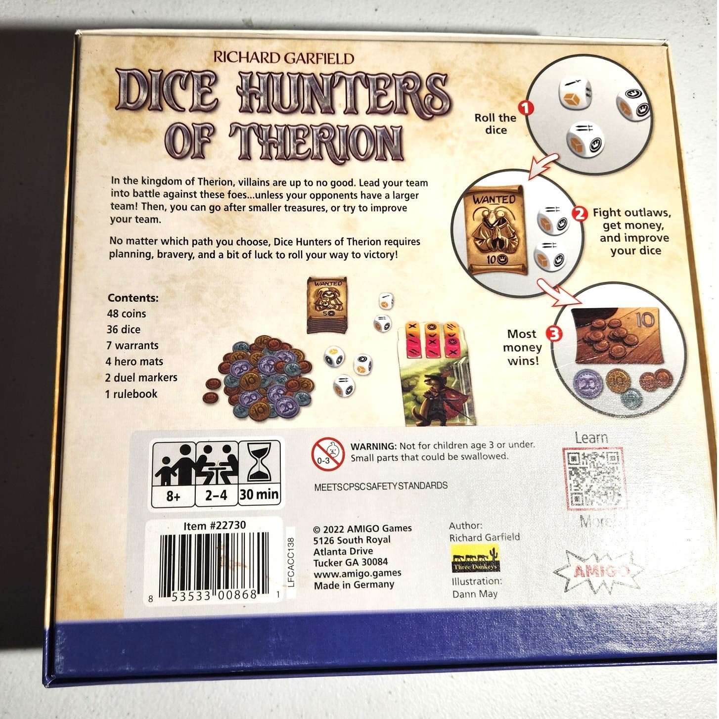 Dice Hunters of Therion (Wurfelhelden), Amigo Games, Heroes Villians 2-4 player