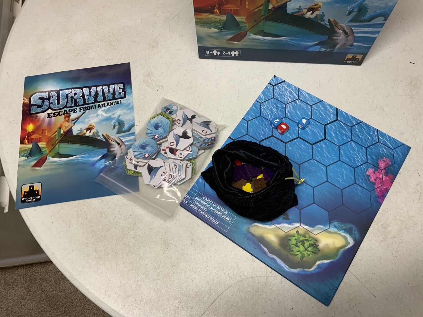 2010 Survive Escape From Atlantis Game, 5-6 Player Expansion, Dolphins Dive Dice