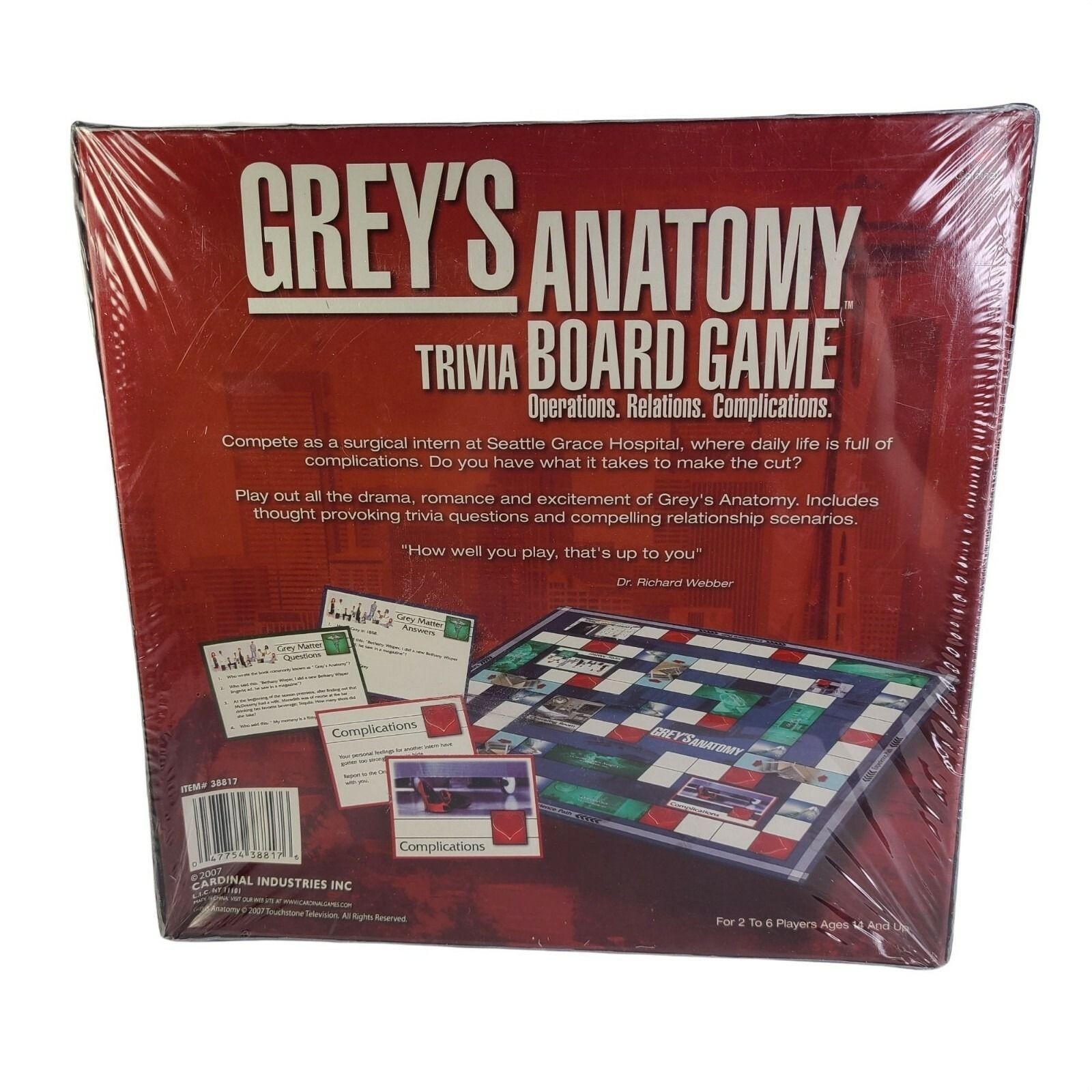 Greys Anatomy Trivia Board Game Ages 14 and Up Night Sealed New DENTED BACK READ