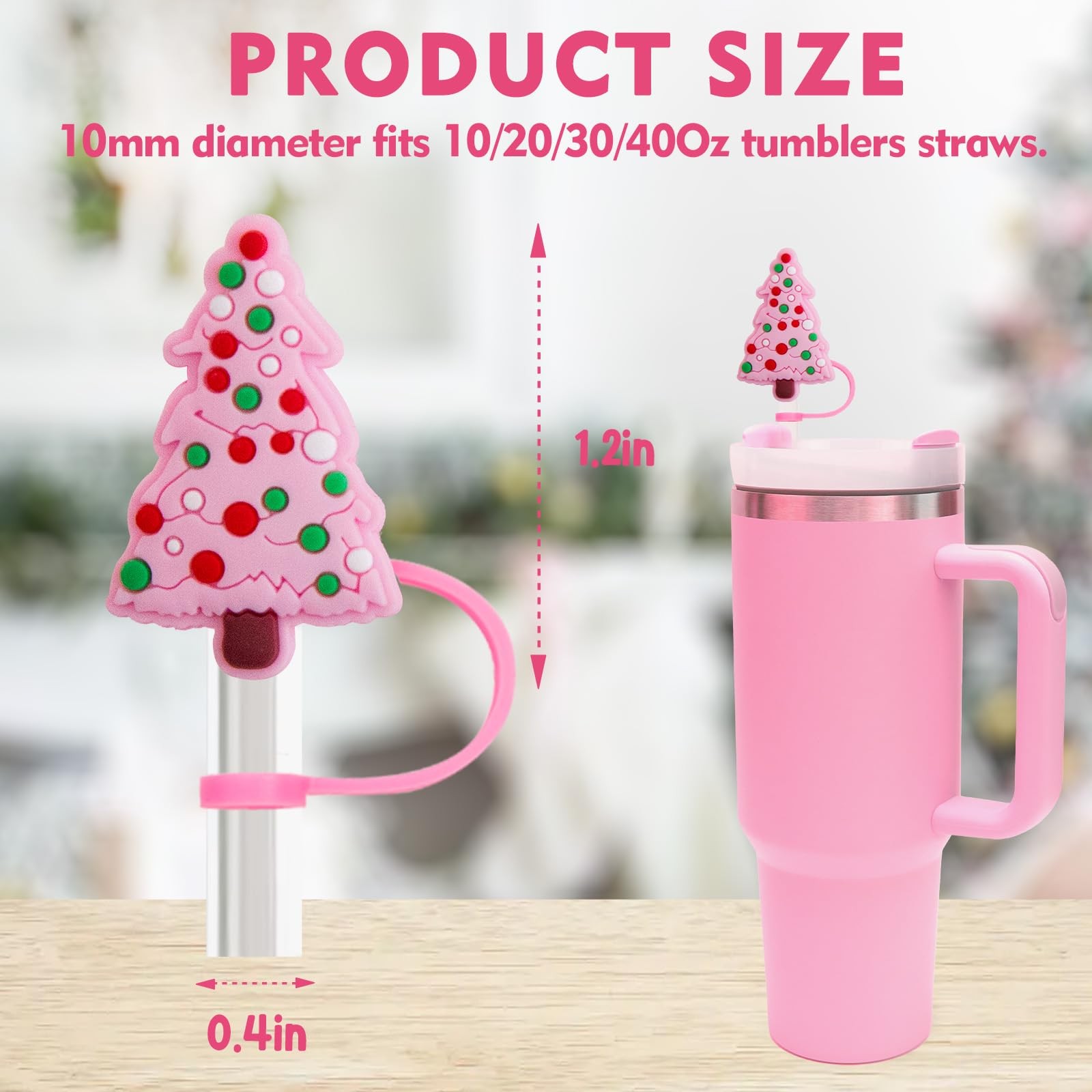Advent Calendar 2025-24 Days of 10mm Straw Toppers for 30Oz & 40Oz Pink
