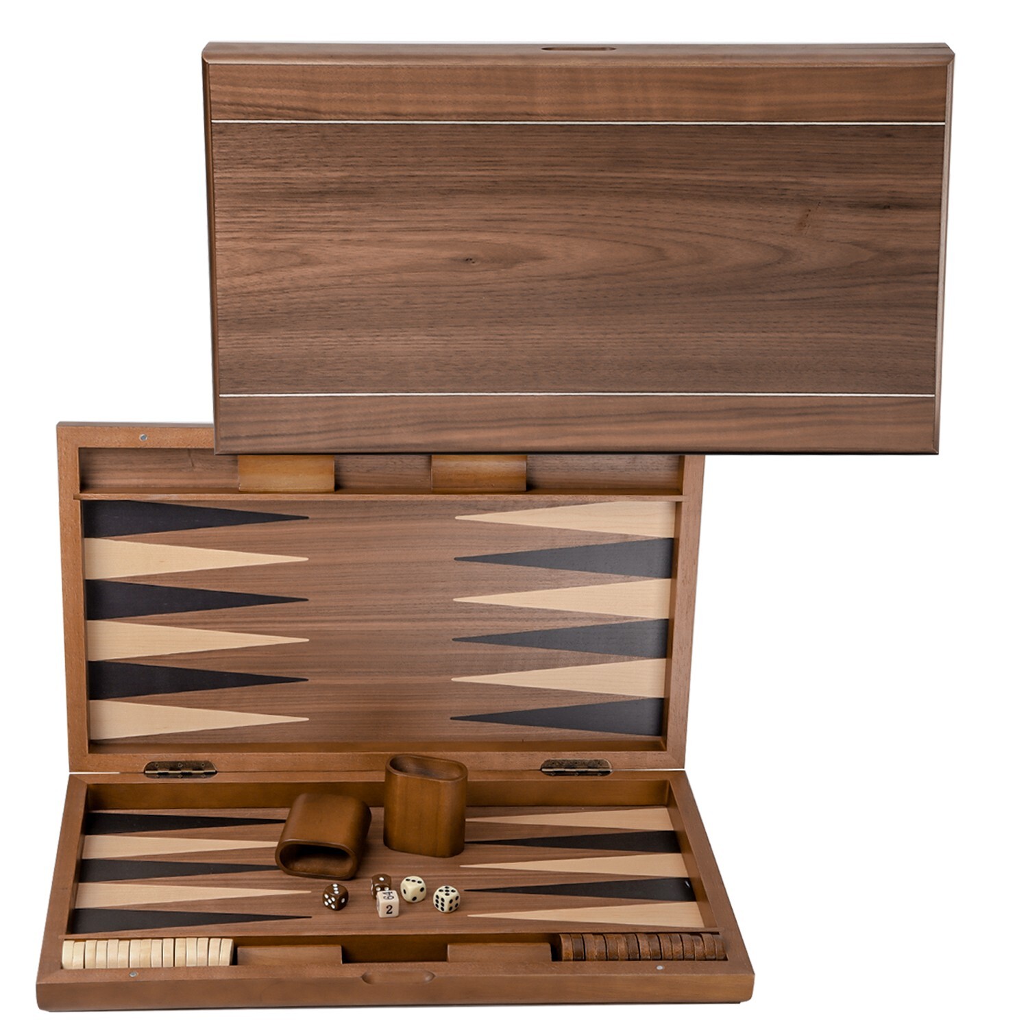 21″ Large Wood Backgammon Board Game Set.Inlay Double Stripe Board w/Game Pieces