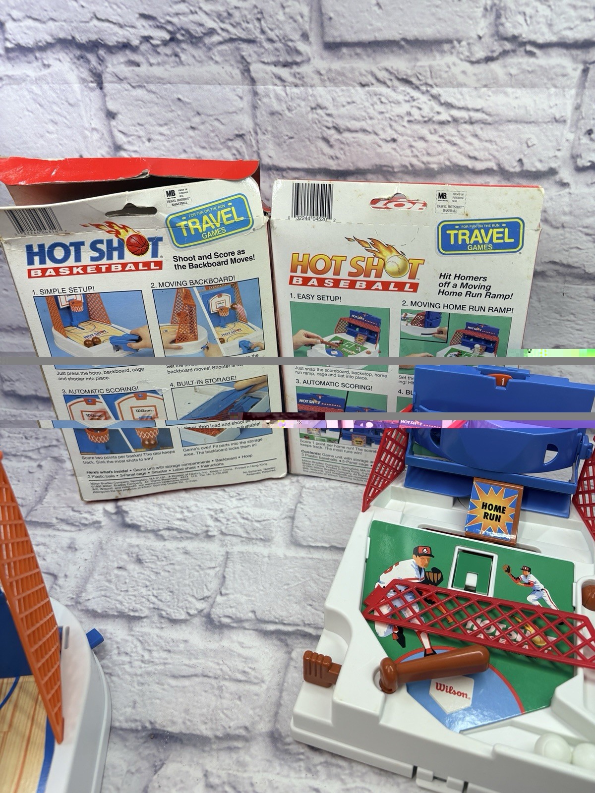 Vtg HOT SHOT BASKETBALL & BASEBALL Travel Version (Milton-Bradley 1992) W