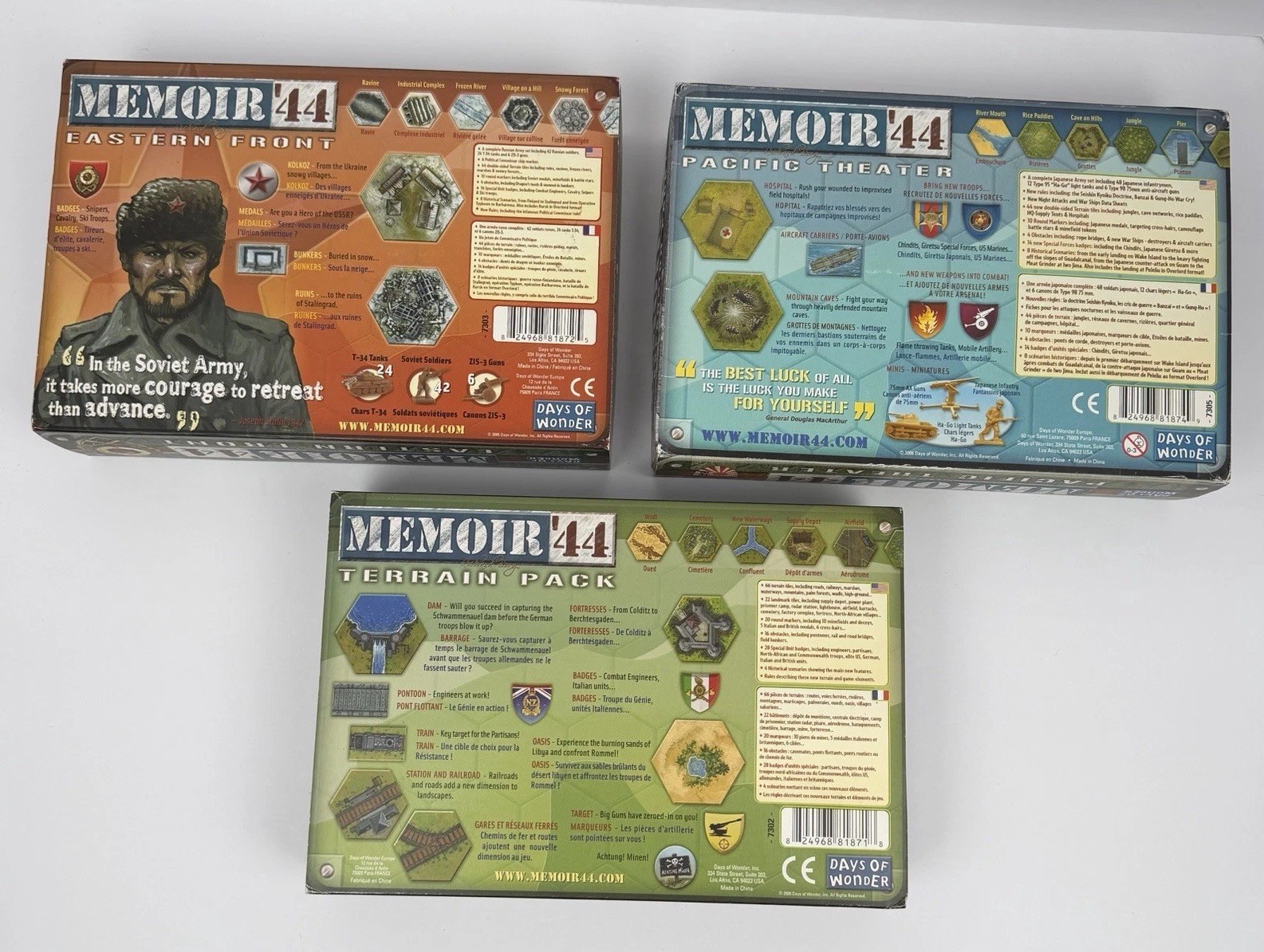 Memoir ’44 Board Game Expansion Lot Pacific Theater Eastern Front Terrain Pack