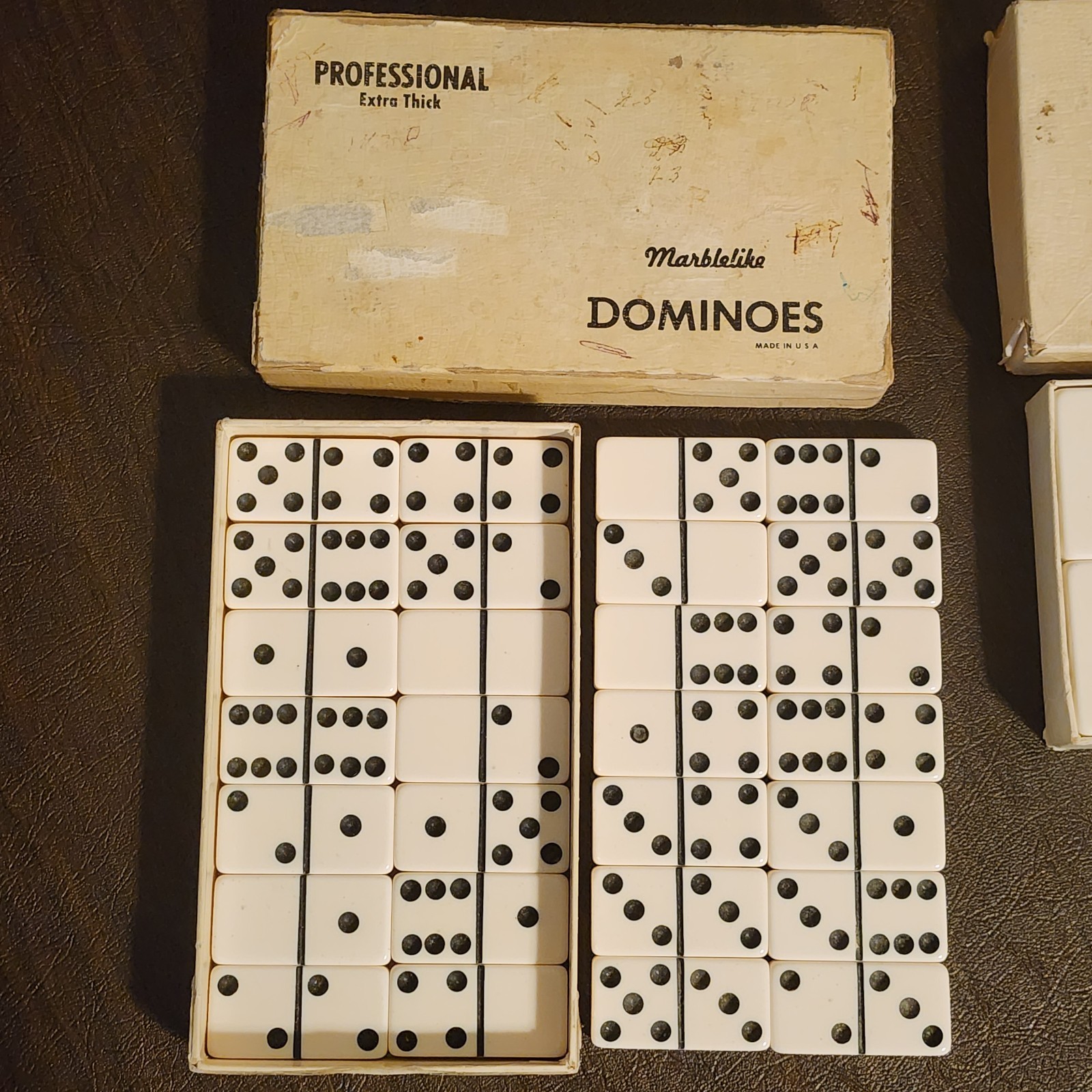 2 Vintage Puremco Marblelike Dominoes Professional Extra & Super Thick 816 Set *