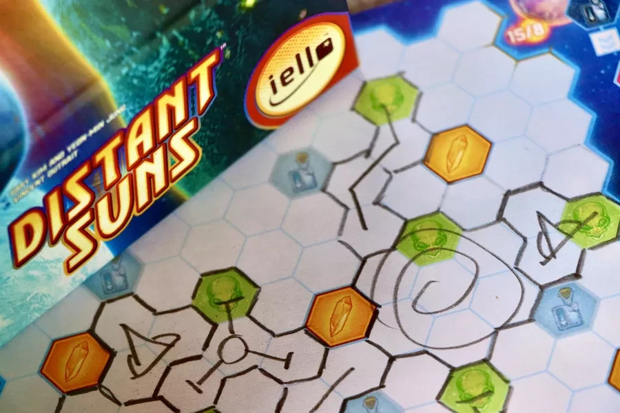 Distant Suns .. Draft & Write Board Game .. Chart Outer Space!