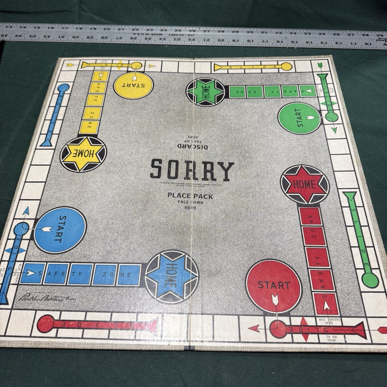 Vintage 1950 SORRY! Game Wood Pieces Cards Parker Brothers Original Board