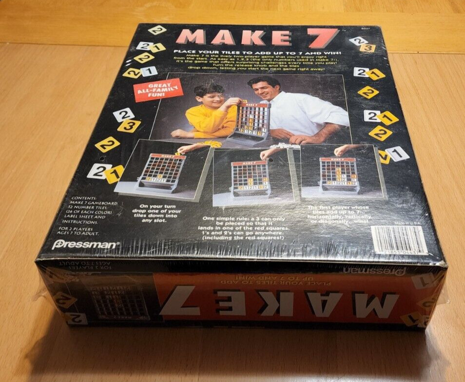 1994 Pressman Make 7 Game New Sealed Place Tiles to Add up to 7 Age 7 – Adult