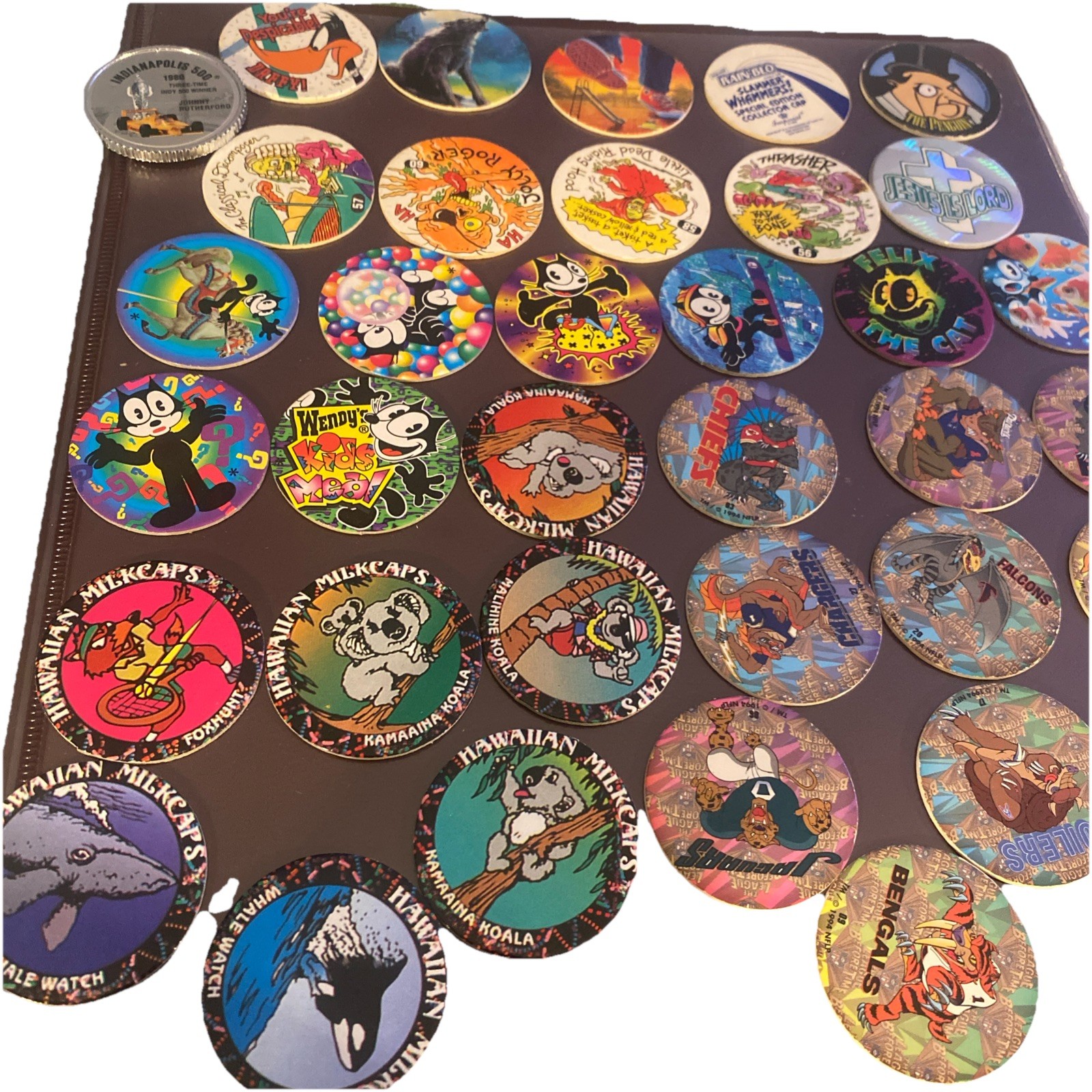 Vintage 1990s POG Milk Cap Lot 36+ Batman Goosebumps NFL Looney Tunes