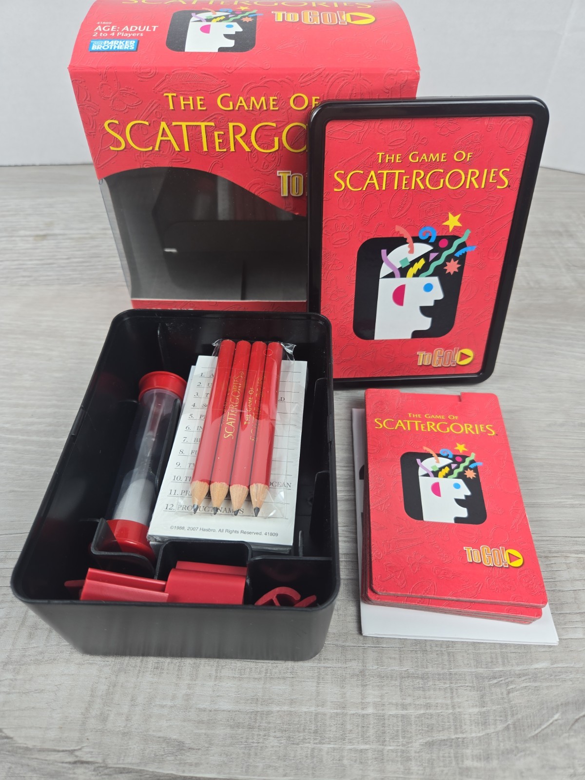 The Game of Scattergories To Go! Parker Brothers