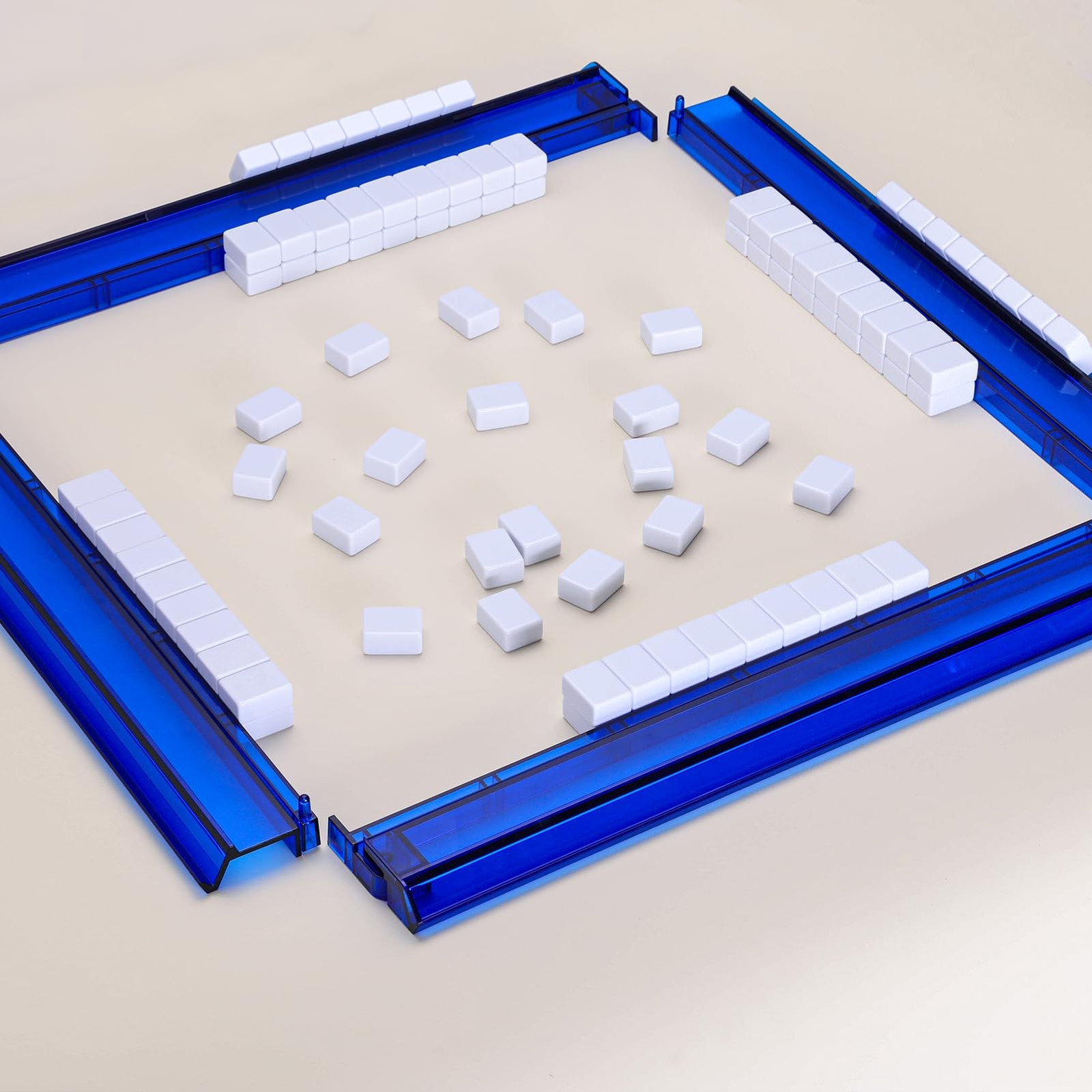 GUSTARIA Mahjong All-in-One Tile Rack & Pusher, Deep Blue Acrylic Mahjong Rac…