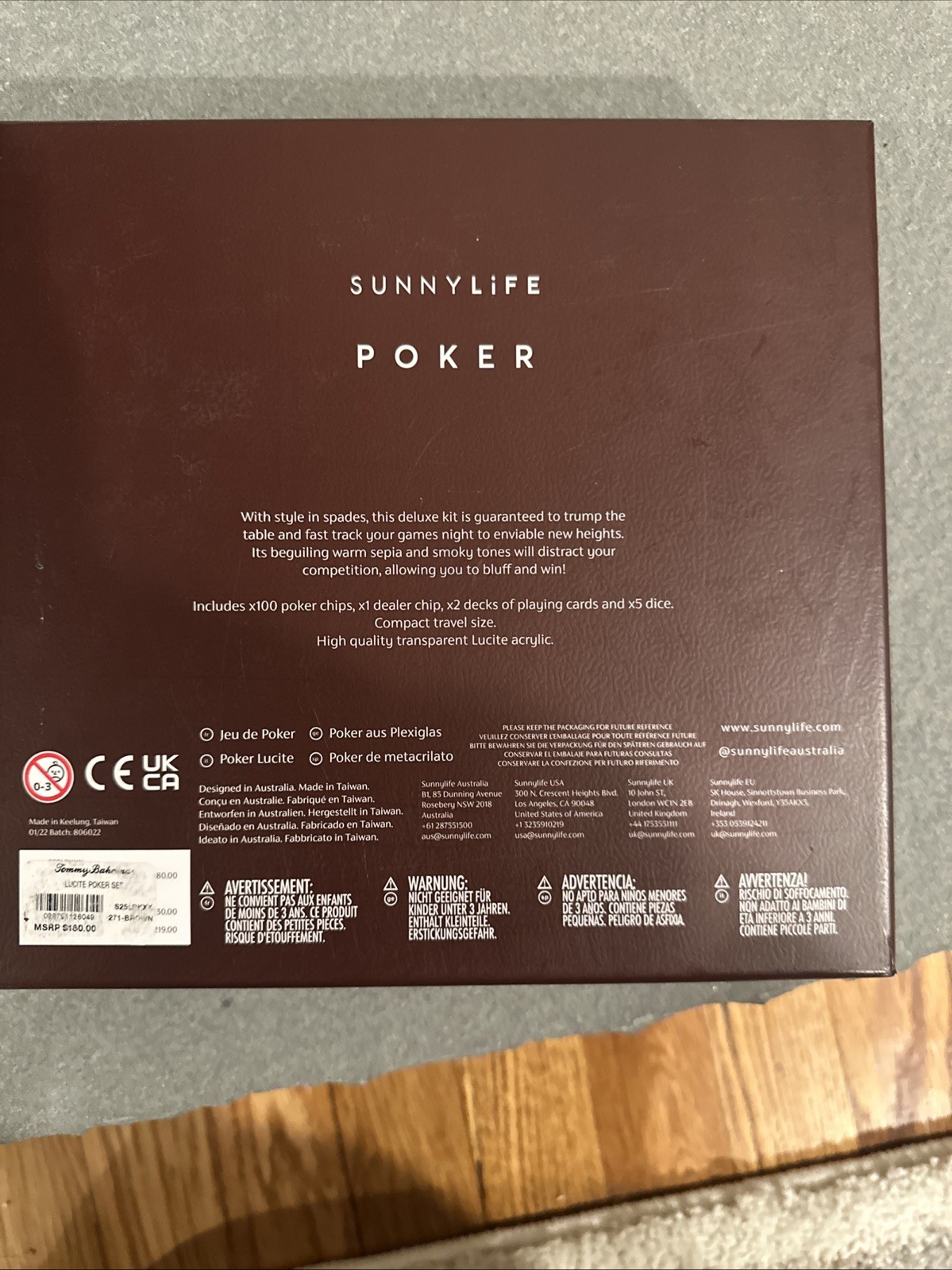 NEW Sunnylife Lucite Poker Set – Great for Travel – Poker Chips, Cards, Dice