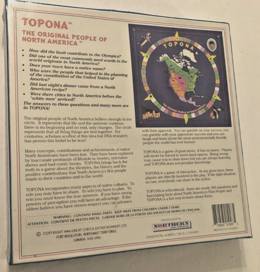Topona Original People North America Historic Board Game Vintage 1996 New