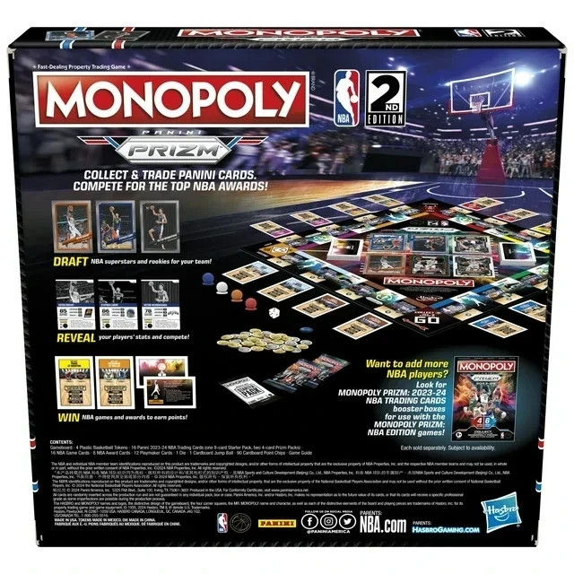Monopoly, Prizm, NBA NEW! Age 8 up 2023-24 Trading Cards 2nd Edition Hasbro