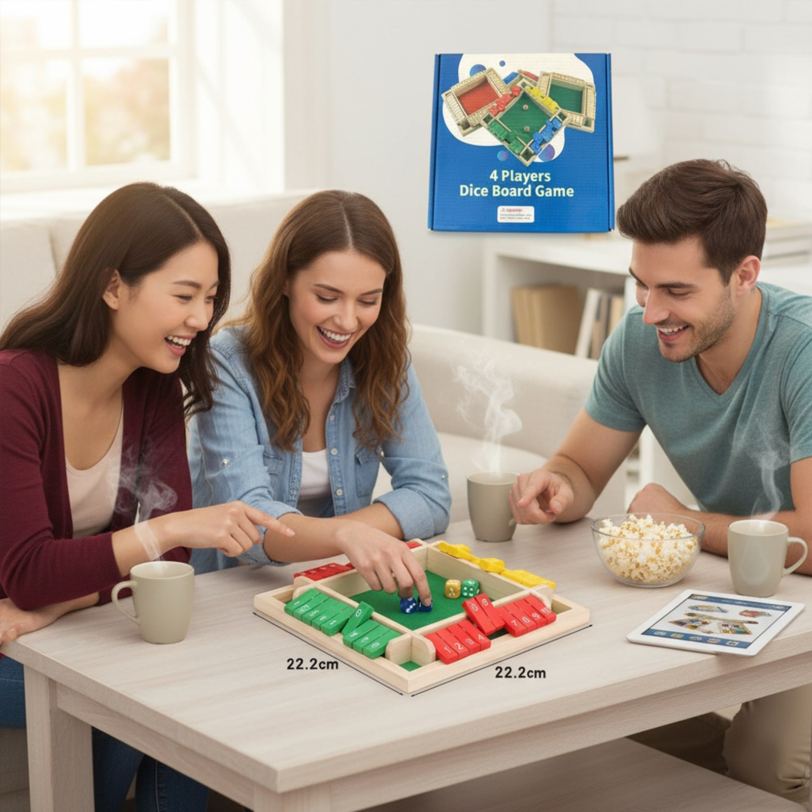 Wooden Shut The Box Dice Game 2-4 Player for Classroom Home (Multicolor Style 6)