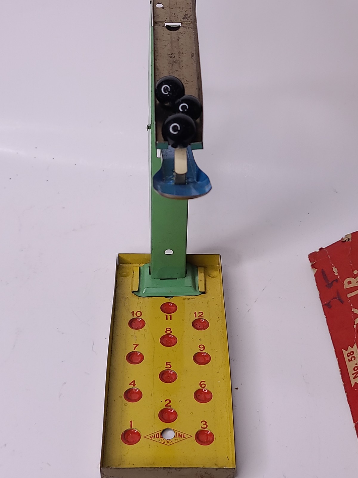 RARE 1920s Wolverine No. 58 Bizzy Andy Jr. Tin Litho Automatic Marble Toy w/Box